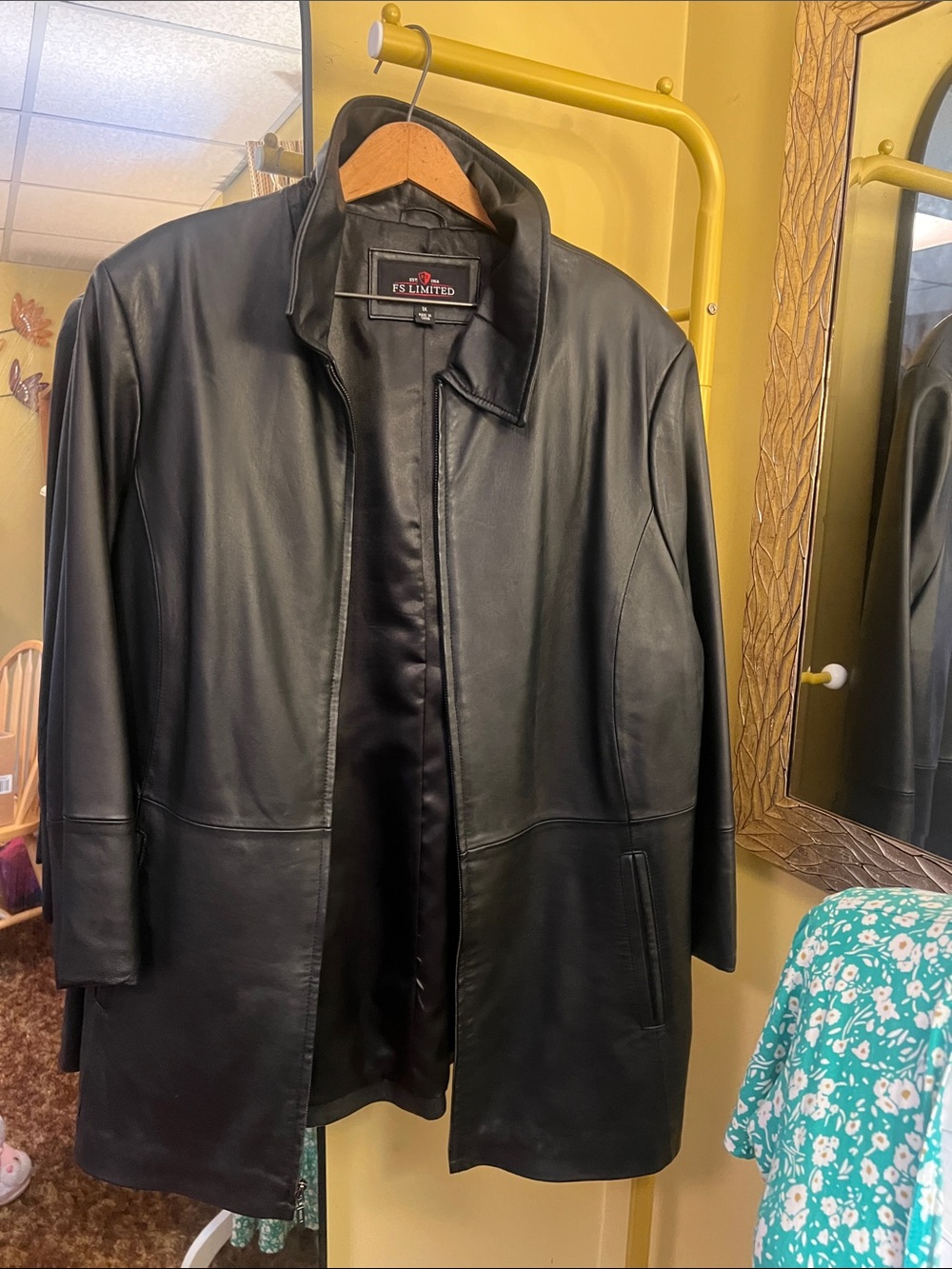 FS Limited Women's Black Leather Coat Jacket